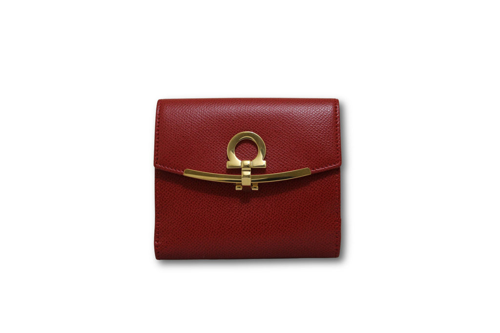 Portafoglio Salvatore ferragamo rosso logo oro